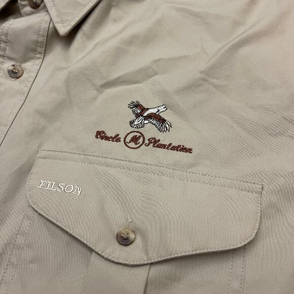 C.C. Filson Padded Shooting Shirt Mens XXL Beige Short Sleeve Made in USA - Picture 2 of 8